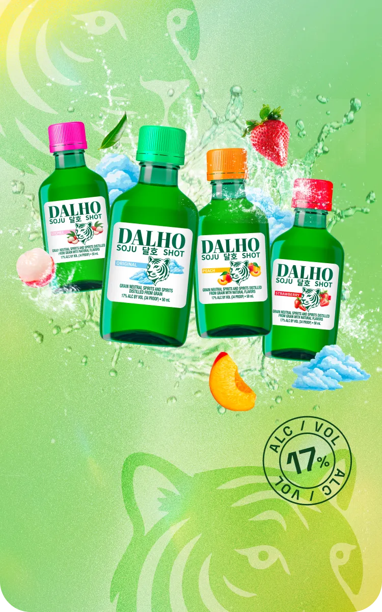 Smooth Soju. Four bold flavors. Made to take anywhere.